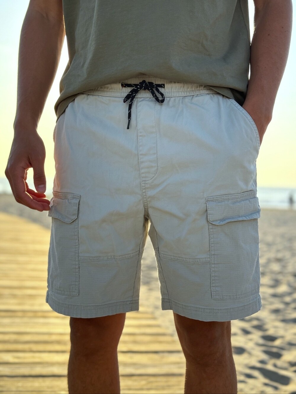 Men's Edgar & Ash Light Grey Cargo Utility Shorts - Size M